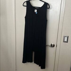 CAbi Black Asymmetrical Sleeveless Shirt Dress